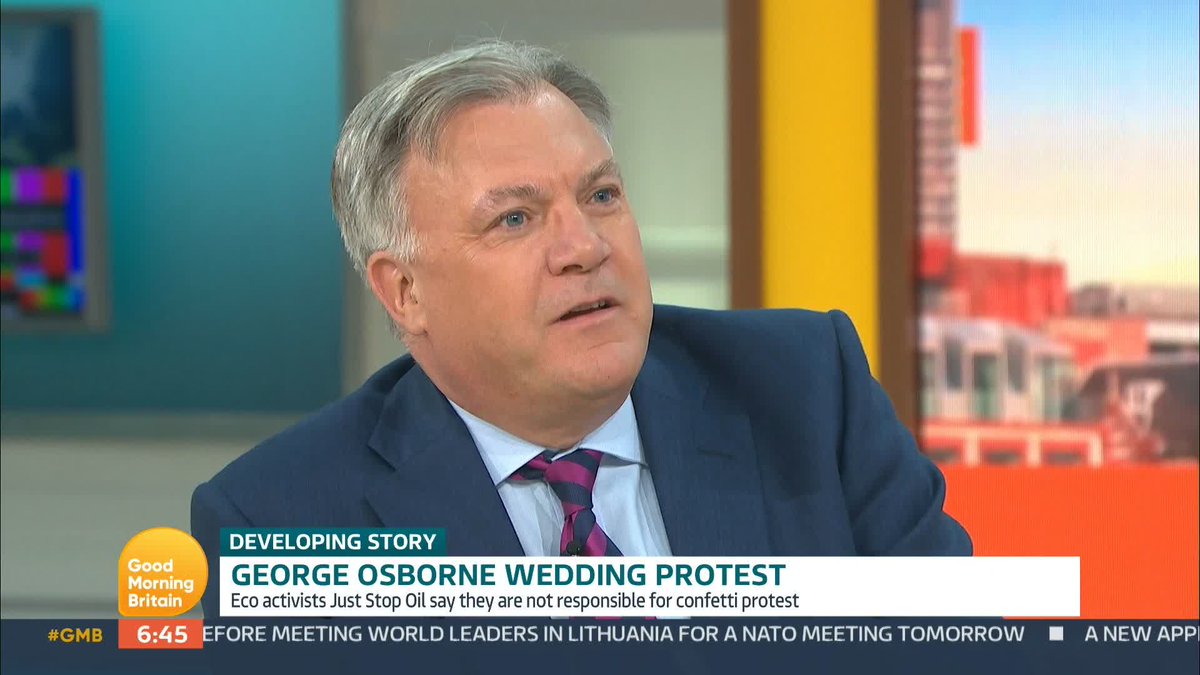 'Genuinely, do you think it [the wedding] was ruined by some orange confetti?' @OwenJones84 questions Ed Balls about the impact of the protest at former Chancellor George Osborne's wedding this weekend.