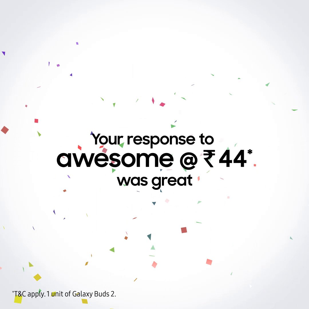 Congratulations!! You are the lucky winner of 'awesome at ₹ 44’ contest. You have won* the amazing #GalaxyBuds2. Sounds awesome right? Share your details via Direct Message to claim your prize. #AwesomeIsForEveryone #GalaxyA14 5G #AwesomeGalaxyA #Samsung