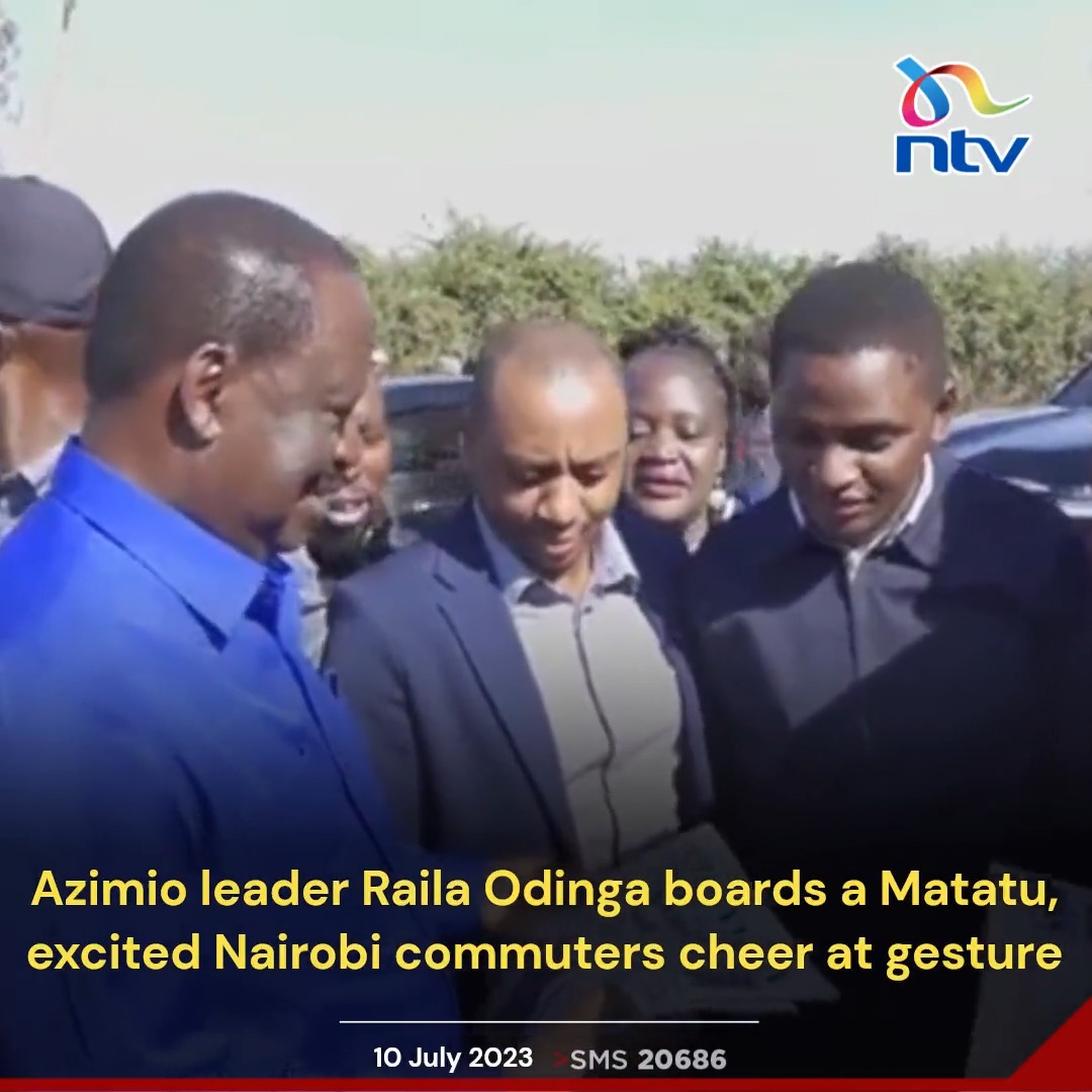 Azimio leader Raila Odinga boards a Matatu, excited Nairobi commuters cheer at gesture.