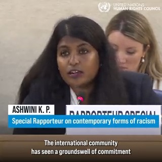 The United Nations Human Rights Council heard from the new Special Rapporteur on contemporary forms of racism, racial discrimination, xenophobia &amp; related intolerance. Ashwini K.P. recommends that States take substantial measures to address the "different manifestations of hatred." #HRC53