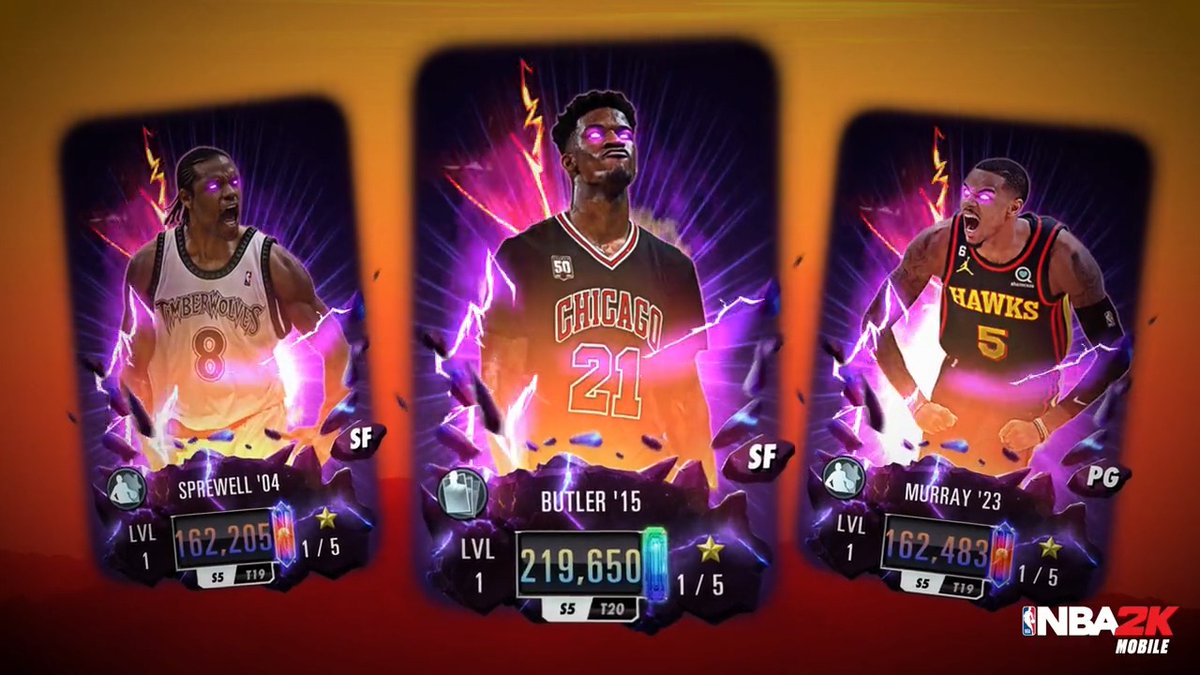 Next theme is Intimidators 😱 The first 200K PWR cards are here. 7/13 KOTC ➡️ Martin, Sprewell, Dumars 7/20 3v3G ➡️ Butler, Murray, Oakley 135K PWR required for CD in these events.