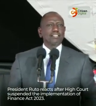 “You cannot sabotage the employment of one million Kenyans because of selfish political interests,” President Ruto after High Court suspended the implementation of Finance Act 2023