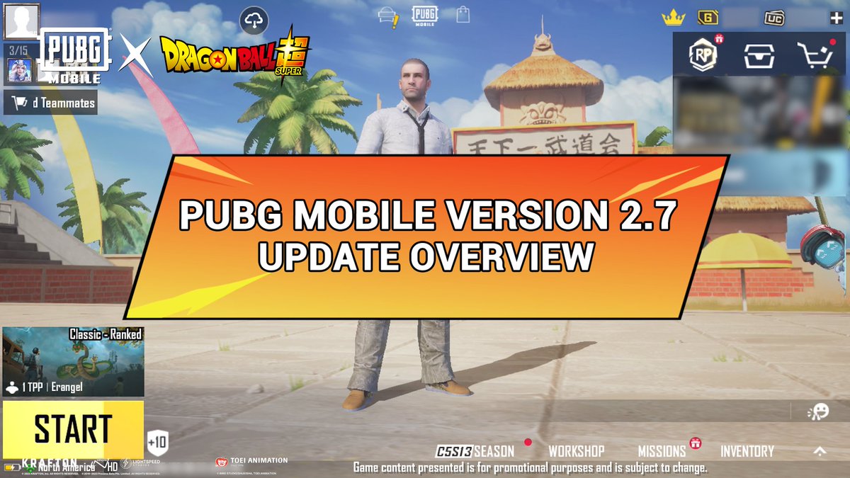 PUBG MOBILE Version 2.7 drops July 13th! Get ready for the Dragon Ball Super adventure and many other exciting new updates! #PUBGMOBILE #PUBGMxDragonBallSuper #DragonBallSuper