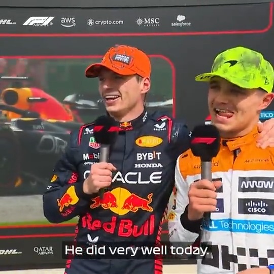Just two pals sharing the podium together 🤗 #BritishGP #F1 Max Verstappen Lando Norris