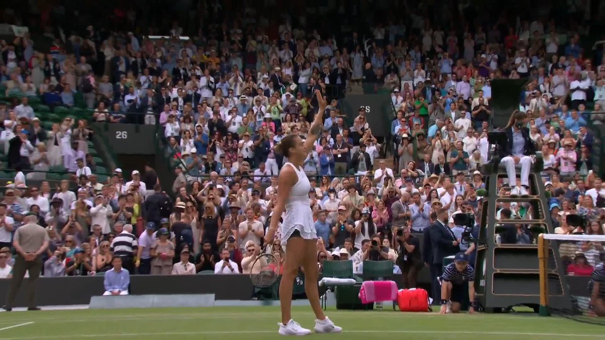 Welcome back to the semi-finals, Sabalenka Aryna 👏 The No.2 seed powerfully gets past Madison Keys in straight sets, 6-2, 6-4 #Wimbledon