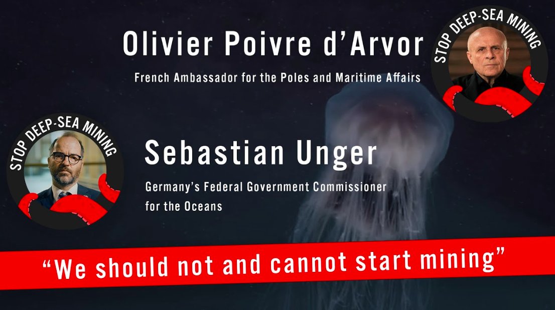 "It's wrong, it's been proven, and therefore we must abstain." French Ambassador Olivier Poivre d'Arvor and German Commissioner for the Ocean @OceanUnger explain why they oppose deep-sea mining, and call on other nations to "raise their voice" in opposition too 📽️ #DefendTheDeep
