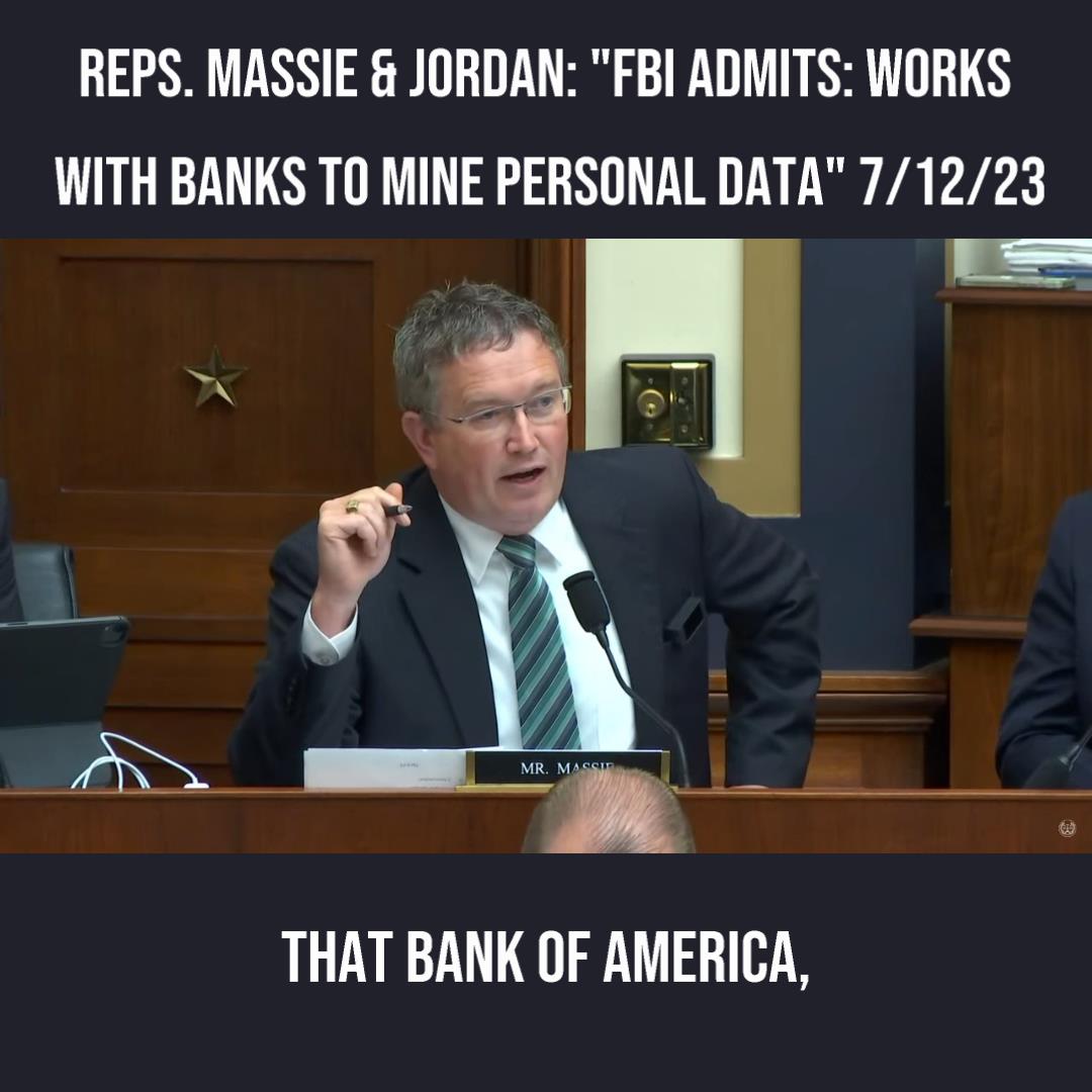 FBI Director Wray admits the government has been working in conjunction with financial institutions like Bank of America to mine personal data such as gun purchase records for law abiding citizens, with no warrants or subpoenas involved.