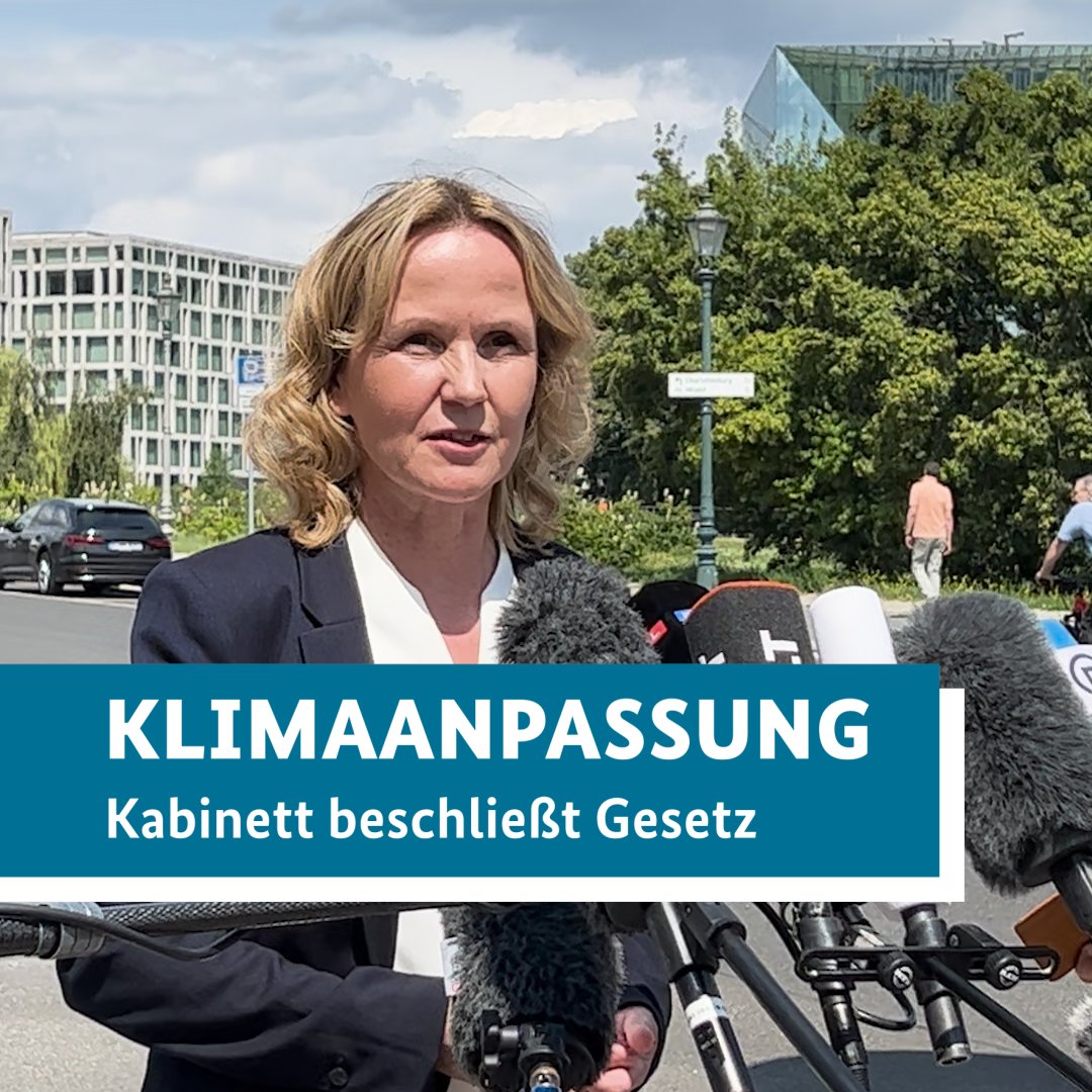 Mit dem neuen #Klimaanpassungsgesetz wird die Bevölkerung gegen #Wetterextreme wie #Hitze und #Starkregen besser geschützt. „Mit einer Risikovorsorge können wir nicht nur Schäden abmildern, sondern auch die Lebensqualität verbessern", @SteffiLemke