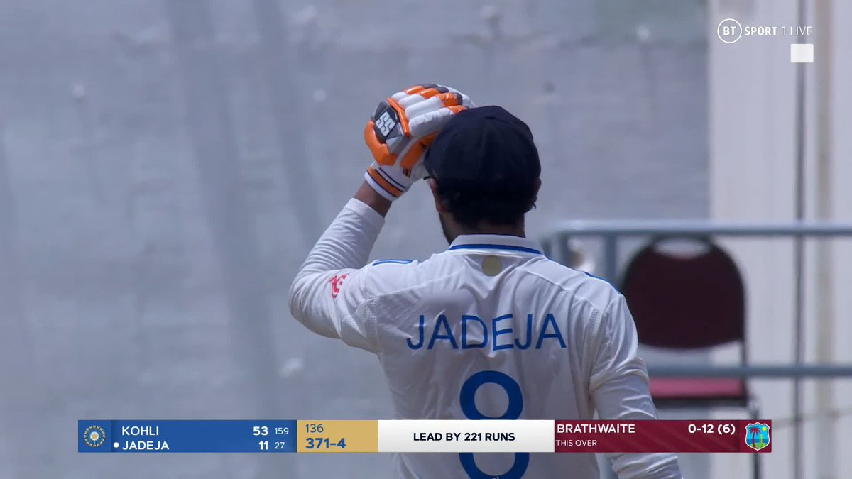 Jadeja signaled for his helmet straight away 😬 That was vicious from Brathwaite 😮‍💨 #WIvIND