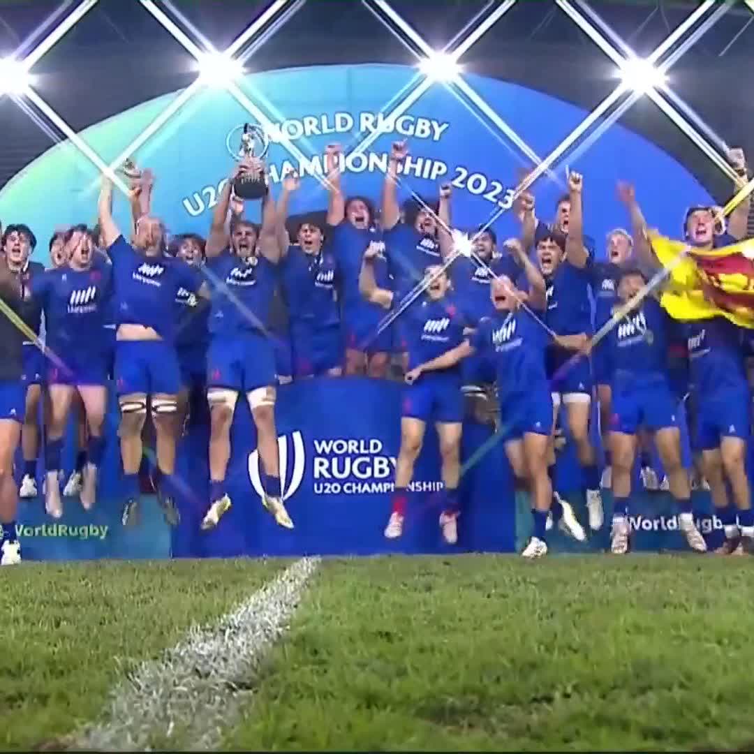 2018: 🏆🇫🇷 2019: 🏆🇫🇷 2023: 🏆🇫🇷 #WorldRugbyU20s glory belongs to France Rugby for the third time in-a-row!