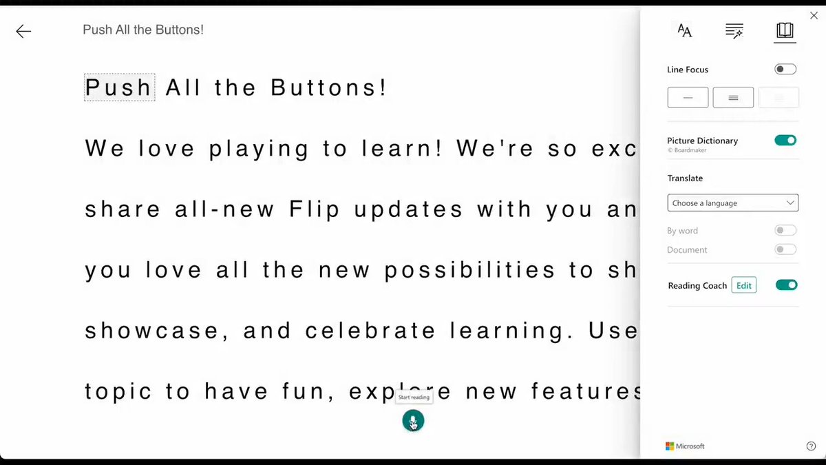 Real time feedback using Reading Coach within the Immersive Reader in Flip...LIVE NOW! ↔️ Stretch the word 👀 See a picture 👂Hear the word