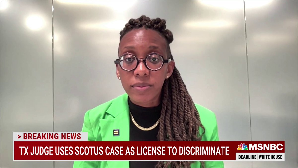 "One bad decision from the Supreme Court came down...and what it did was crack the door just enough...and now extremists across the country are trying to bang that door all the way down to try to create a license discriminate in every way" - Kelley Robinson w/ Nicolle Wallace