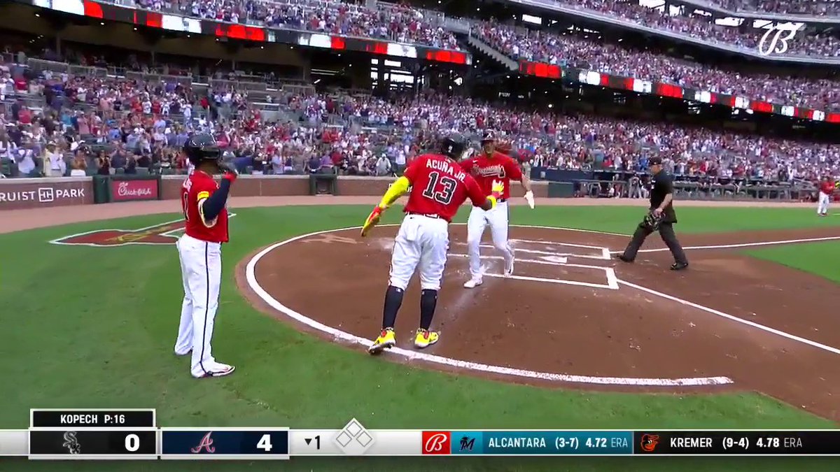 The Atlanta Braves are having a grand ol' time. Matt Olson launches a first-inning grand slam.