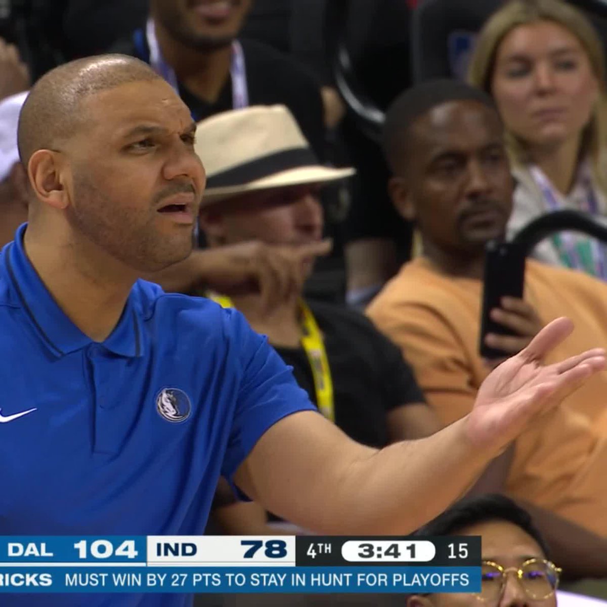 The Mavs got called for a backcourt violation after he was headed towards the wrong basket 😬