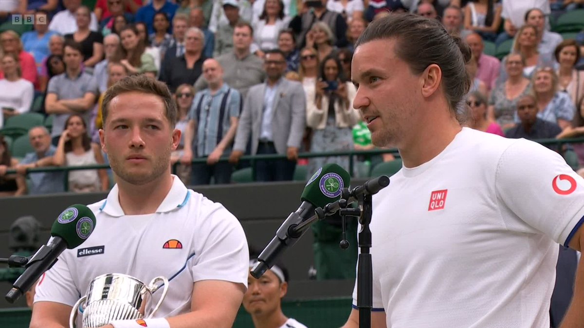 2008: "Playing in front of three men and a dog" 2023: "On Court One with a crowd going absolutely berserk" 🥹 What a moment for these two. #Wimbledon