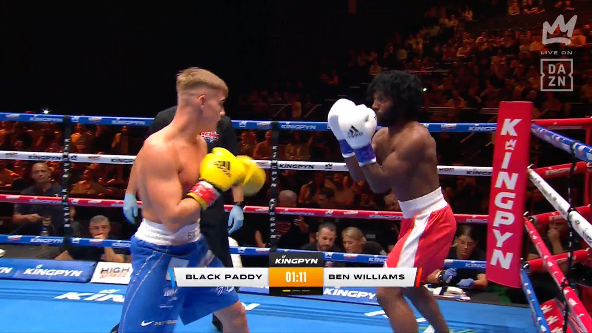 THAT WAS QUICK! 💨 Ben Williams stops Black Paddy early in the first round. Go watch now FREE 👉 #KingpynSF | LIVE NOW | Live on DAZN. Click the link in our bio to sign up 👊 | Partnered with PIXBET