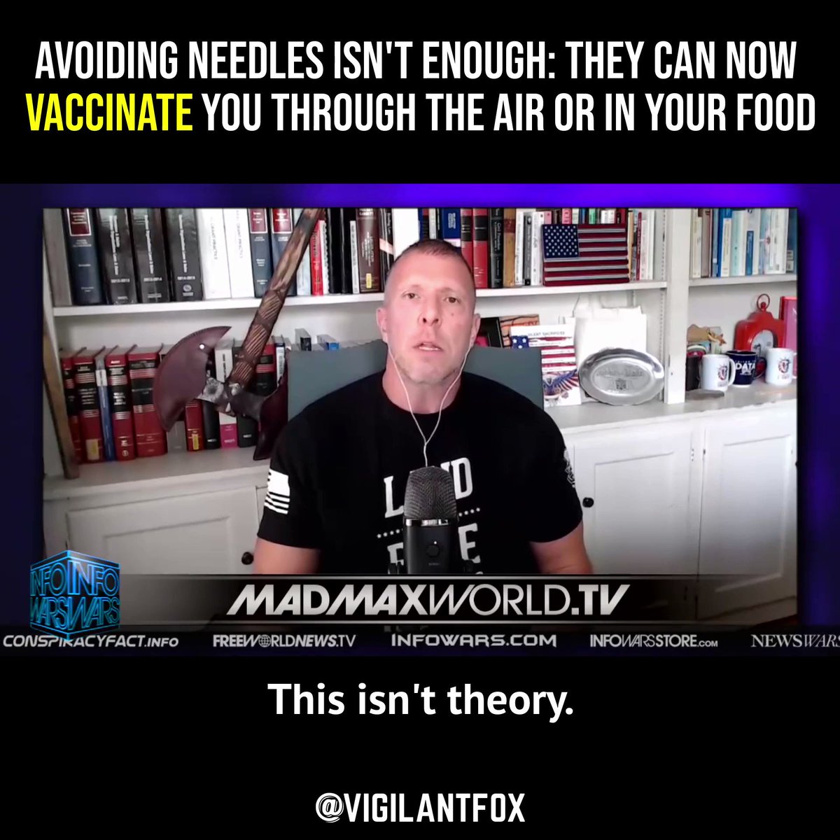 🚨 Avoiding Needles Isn’t Enough: They Can Now Vaccinate You Through the Air or In Your Food “This isn’t theory,” stressed attorney Tom Renz. “This is I can show you they’re doing studies on this.” “They can vaccinate you through the air, through your skin, through an injection, or through your food. I have studies on all of these that show each one of these as being viable.” DVM 360, a veterinary news publication, noted, “A spray vaccine could quickly inoculate a flock of chickens.” “So they can aerosolize vaccines and put it in you,” reported attorney Renz. And if you think you can’t be vaccinated through the skin, “They found that there’s a path through the hair follicles.” ------------------------------ Please share this alarming news. And follow (The Vigilant Fox 🦊) for more informative and newsworthy clips.