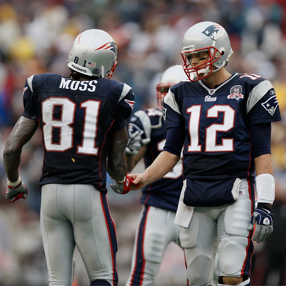 .Tom Brady: “Frick it, Randy Moss down there somewhere.” (via NFL Legacy)