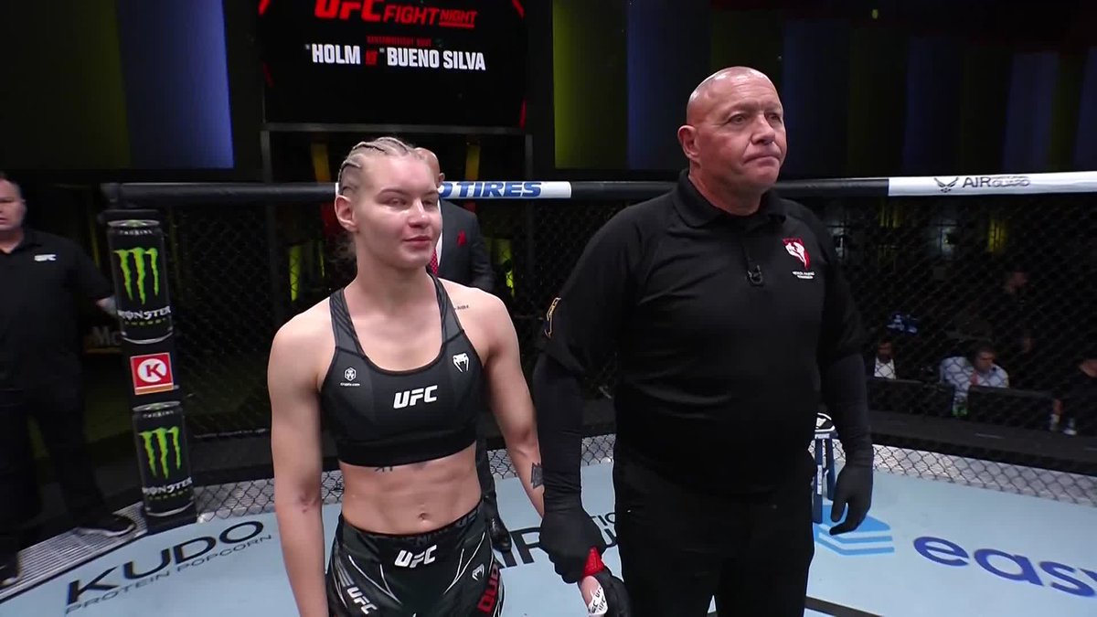 Due to an unfortunate injury suffered by Nunes, Viktoriia Dudakova wins her UFC debut. #UFCVegas77