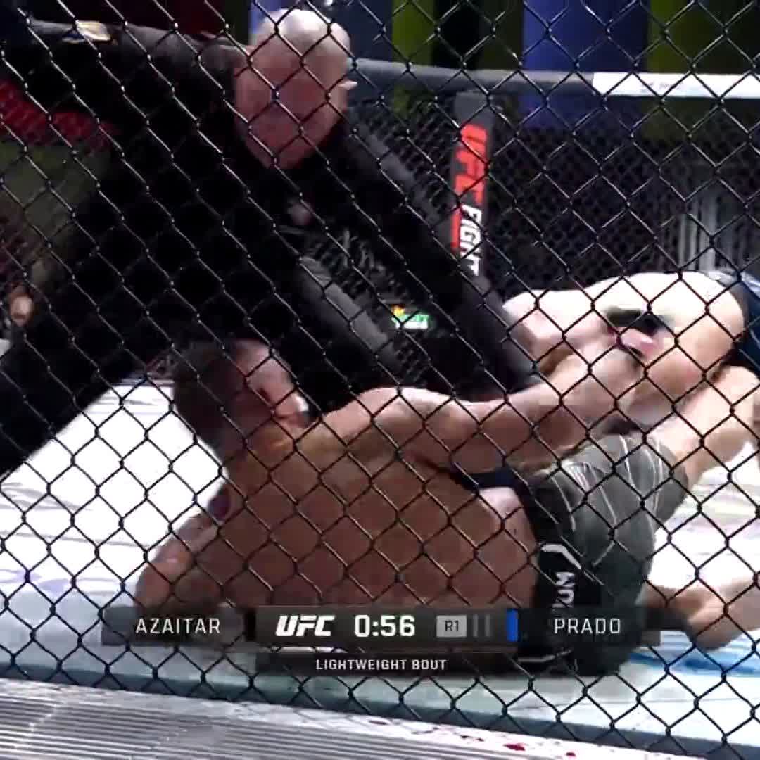 FINISHING WITH NASTY HAMMER FISTS!!!! Francisco Prado gets him out in the first round! #UFCVegas77