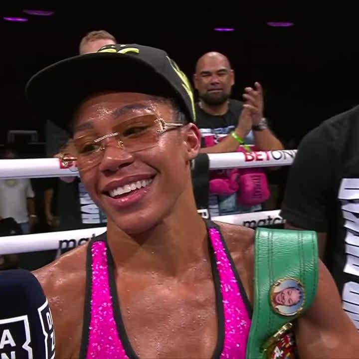 🗣"Katie Taylor, I want you. Chantelle Cameron, Amanda Serrano" - Alycia Baumgardner wants all the smoke 😤 #BaumgardnerLinardatou2