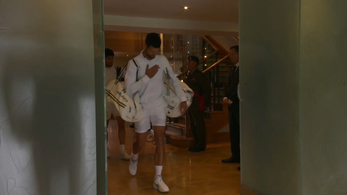 Here. We. Go 🤩 Centre Court welcomes Carlos Alcaraz and Novak Djokovic… #Wimbledon