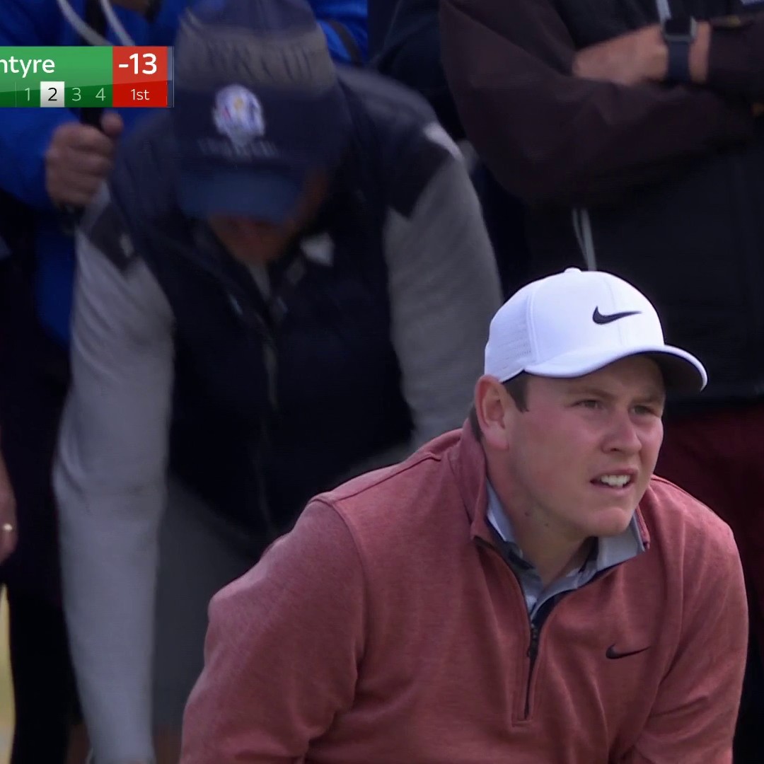 WOW! From 212 yards to 3 feet! 🤯 Robert MacIntyre hits an unbelievable approach from the rough, to birdie the 18th on his final round in brutal conditions at the Scottish Open. 🏴