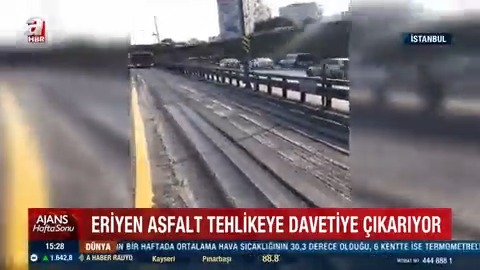 Bakımsız metrobüs yolları erimeye başladı İstanbul'da İETT metrobüs güzergahına dökülen asfalt, yer yer eriyerek çökmeye başladı.