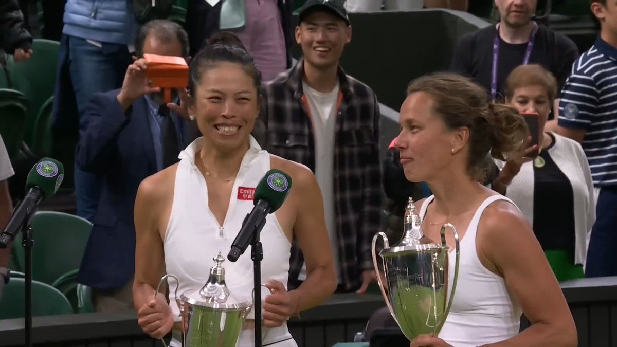 "I couldn't ask for a better finish" 2023 Ladies' Doubles winner Barbora Strycova is ending her #Wimbledon career on a high ๐