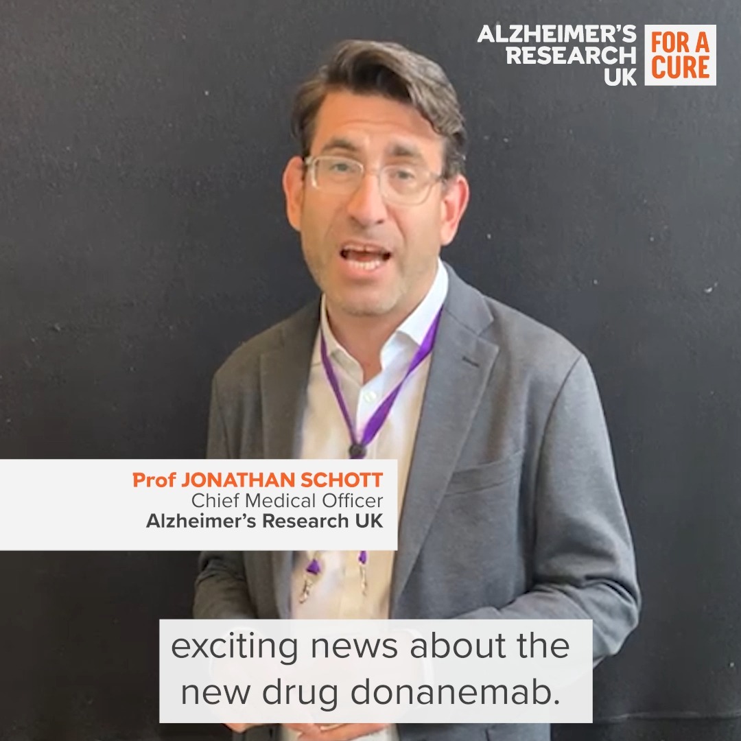 Today dementia research reached another milestone. An international clinical trial has shown that Alzheimer’s drug #donanemab was able to slow the progression of Alzheimer’s by 35%. Our Chief Medical Officer Jonathan Schott gives his expert reaction to these findings 👇
