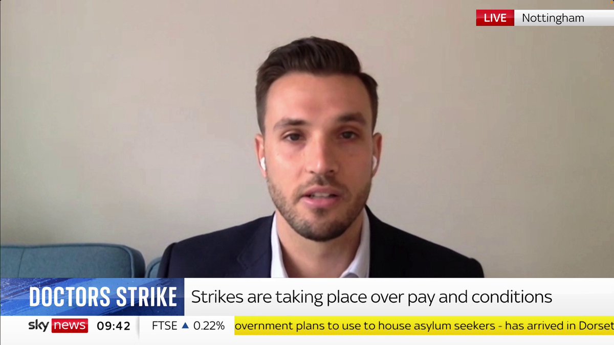 Dr Tal Ellenbogen of the BMA Junior Doctor's Committee says it is 'regrettable' strikes have taken place, but argues the proposed pay increase of £14 to £20 per hour would receive a 'resounding yes' by most, despite the govt rejecting it. 📺 Sky 501