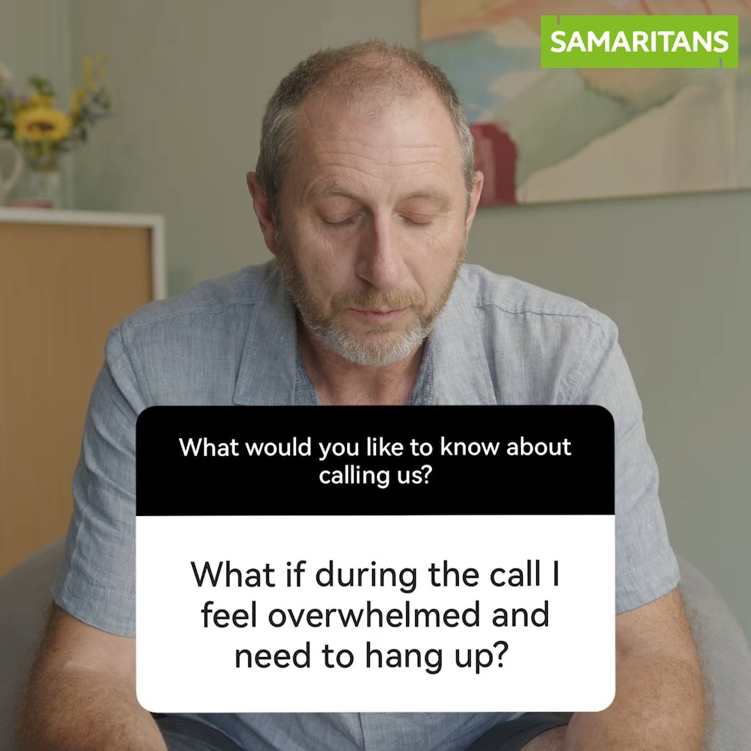 ๐ฌ What if you call us but then feel overwhelmed and need to hang up? That's OK, we'll completely understand. Here's Chris, one of our listening volunteers, to explain more ๐