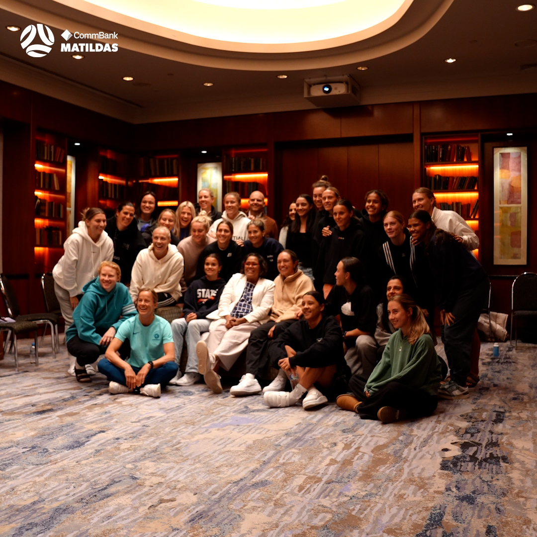 A night we'll never forget ❤️ Last week a very special guest paid us a visit in camp, with Olympic hero, Cathy Freeman offering guidance and inspiration to the team ahead of the biggest tournament of their lives. #Matildas