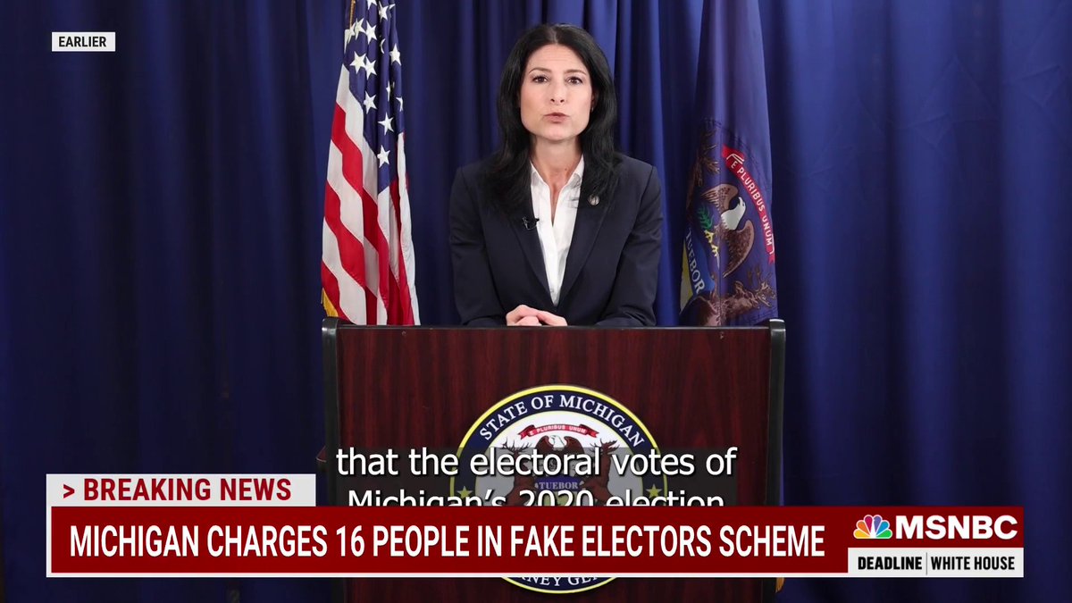 BREAKING: Michigan attorney general announces charges against 16 people who served as “false electors” for Donald Trump in the aftermath of the 2020 election.