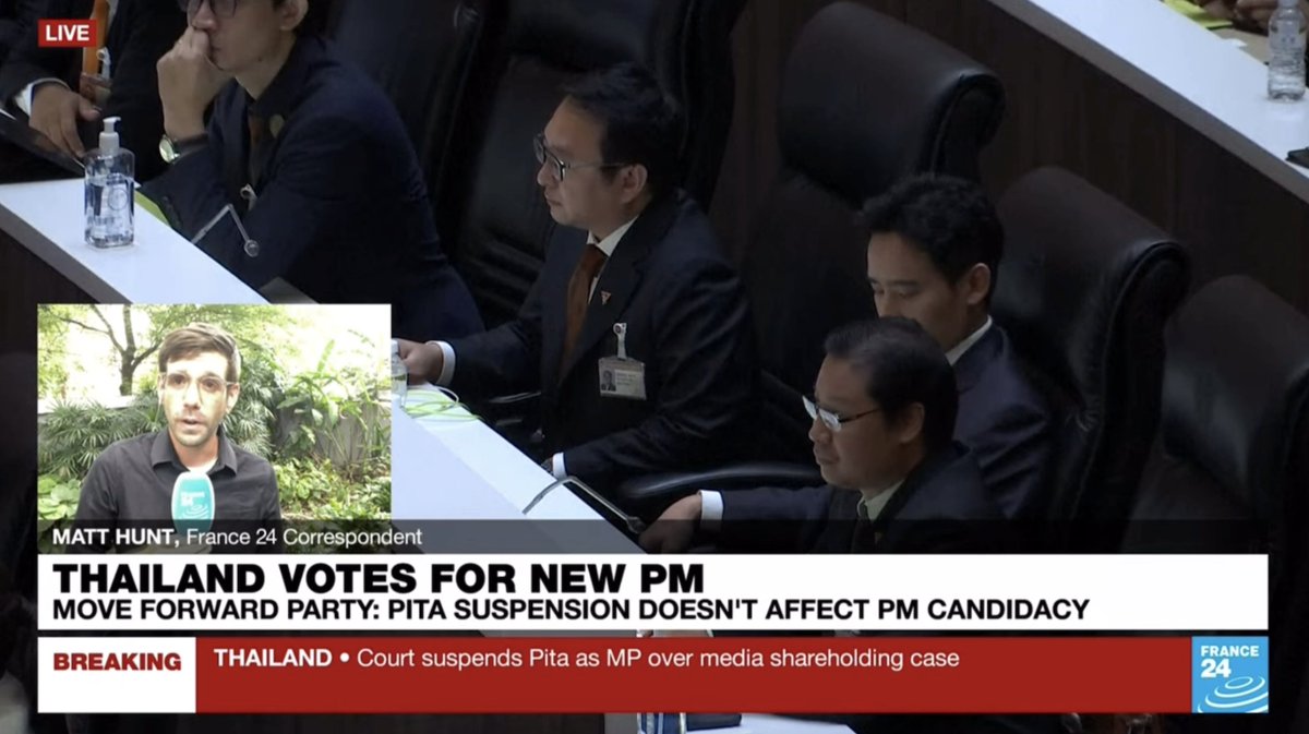 The Constitutional Court accepted the case against Pita Pita Limjaroenrat and will rule on him knowingly possessing media shares, which could see him disqualified from the PM race. My latest for FRANCE 24 #พิธา #ศาลรัฐธรรมนูญ #โหวตนายกรอบ2 #Thailand #WhatsHappeningInThailand