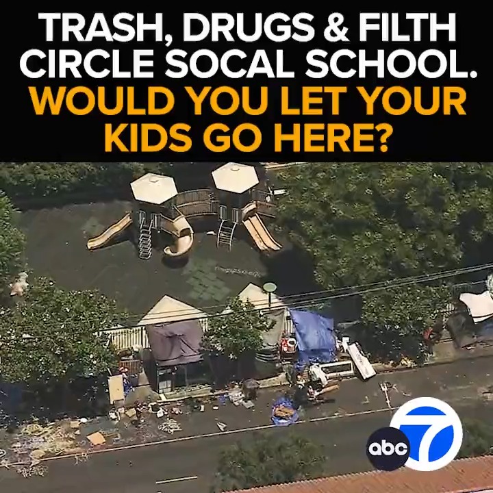 Would you let your kids go to school here? It's a campus surrounded by needles, trash and a growing homeless encampment angering parents. Why hasn't Hollywood councilman Hugo Soto-Martinez given the green light to clean it up? Tonight at 11 from ABC7