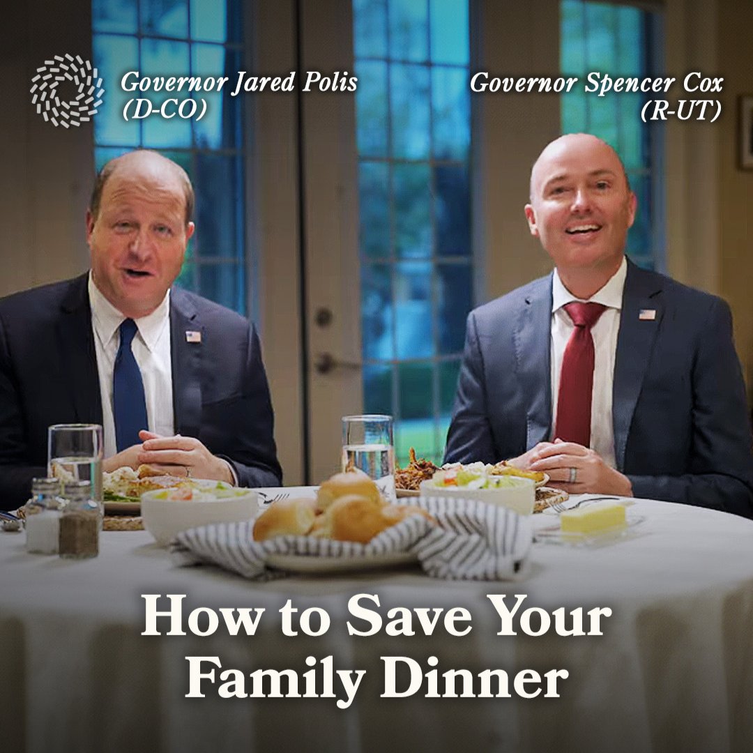 When MAGA uncle and woke niece come to family dinner... Food for thought from Governor Jared Polis (D-CO) and Governor Cox (R-UT) on saving your family dinner.