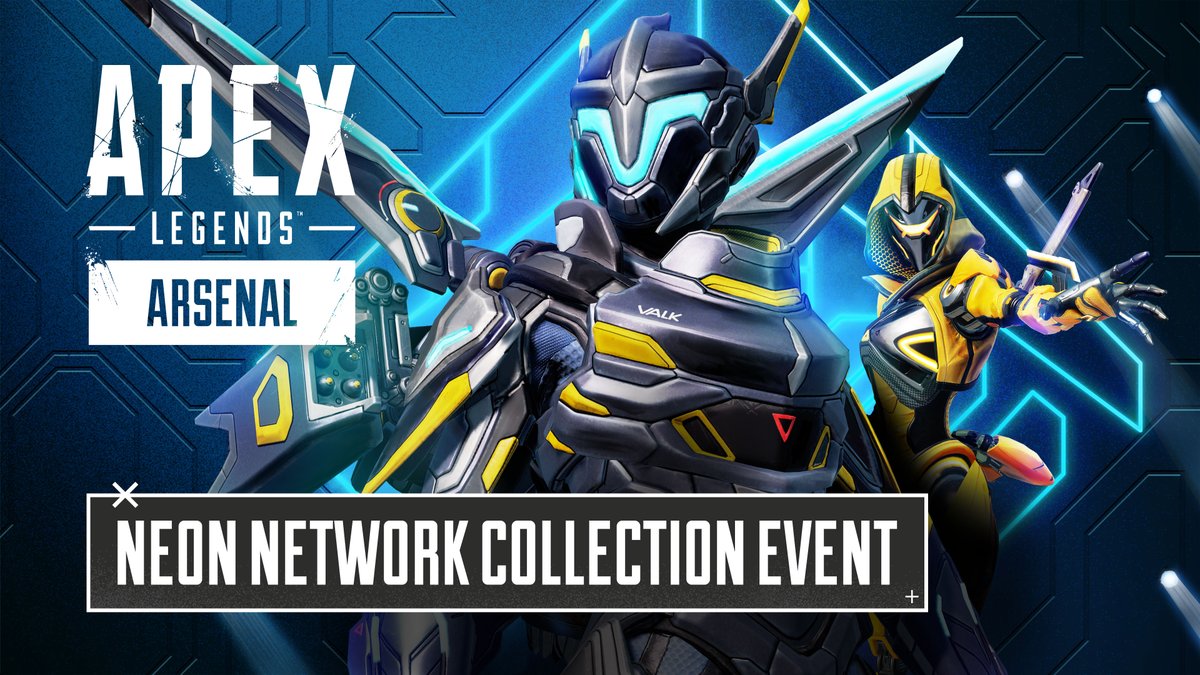 Shine a neon light on a shady plot in the Neon Network Collection Event. Piece together the story, jump into the Node Tracker takeover, and unlock Valkyrie's Apex Interceptor skin. All this and more kicks off on July 25! 🙌 ➡️
