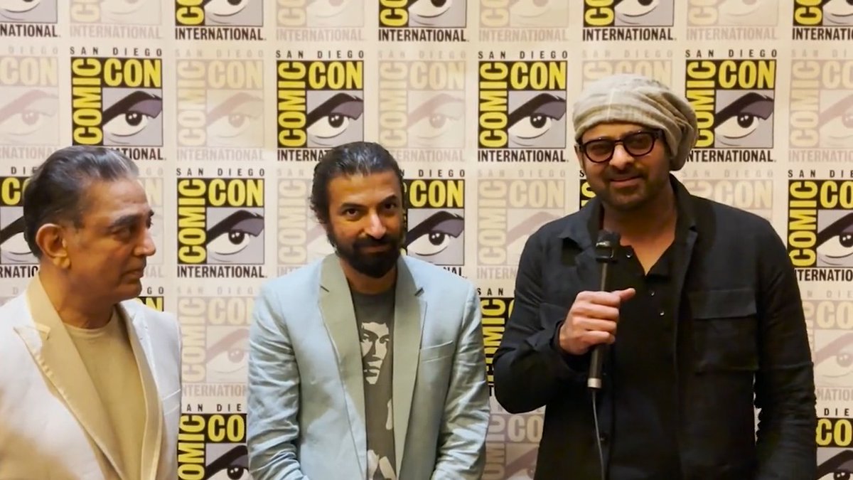The #ProjectK #Kalki2898 team Prabhas FC, Kamal Haasan and Nag Ashwin explain what it means to them to be the first Indian film to ever debut in Hall H at #SDCC