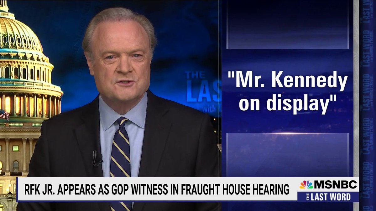 .Lawrence O'Donnell: "I've been reluctant to speak about RFK Jr. because I have not wanted to enable his access to the drug addiction he has never conquered, [that] has been with him all his adult life... the addiction to attention. The very same addiction that has driven Donald Trump."
