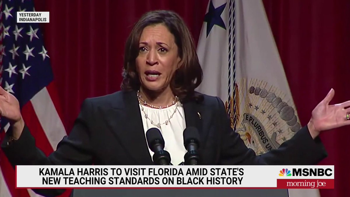 "They insult us in an attempt to gaslight us and we will not stand for it." VP Kamala Harris blasts new Florida Board of Education guidelines that teach some Black people benefitted from being enslaved.