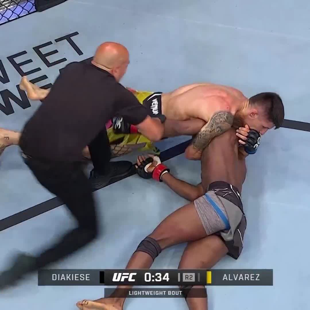 Adding yet another submission to his resume 💪 Joel Alvarez gets the submission victory in round 2️⃣ [ #UFCLondon | Live on ESPN+ 📺 ]