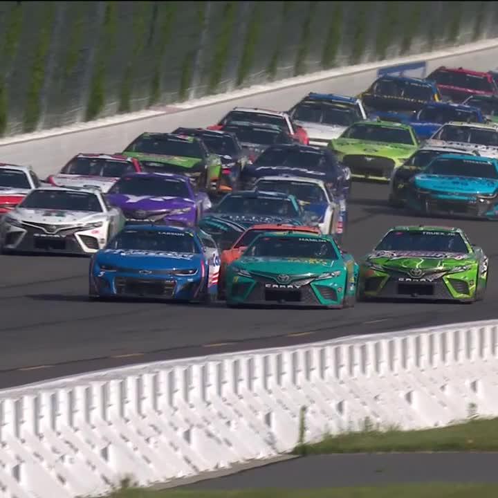 It's Hamlin to the lead!!! ... but we've got trouble behind the leaders! #HighPoint400