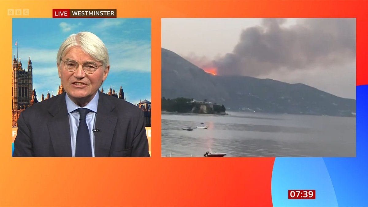 'These fires are affecting 10 per cent of the island of Rhodes' Foreign Office Minister Andrew Mitchell spoke to #BBCBreakfast and gave an update on the wildfires affecting the Greek isldands of Rhodes and Corfu