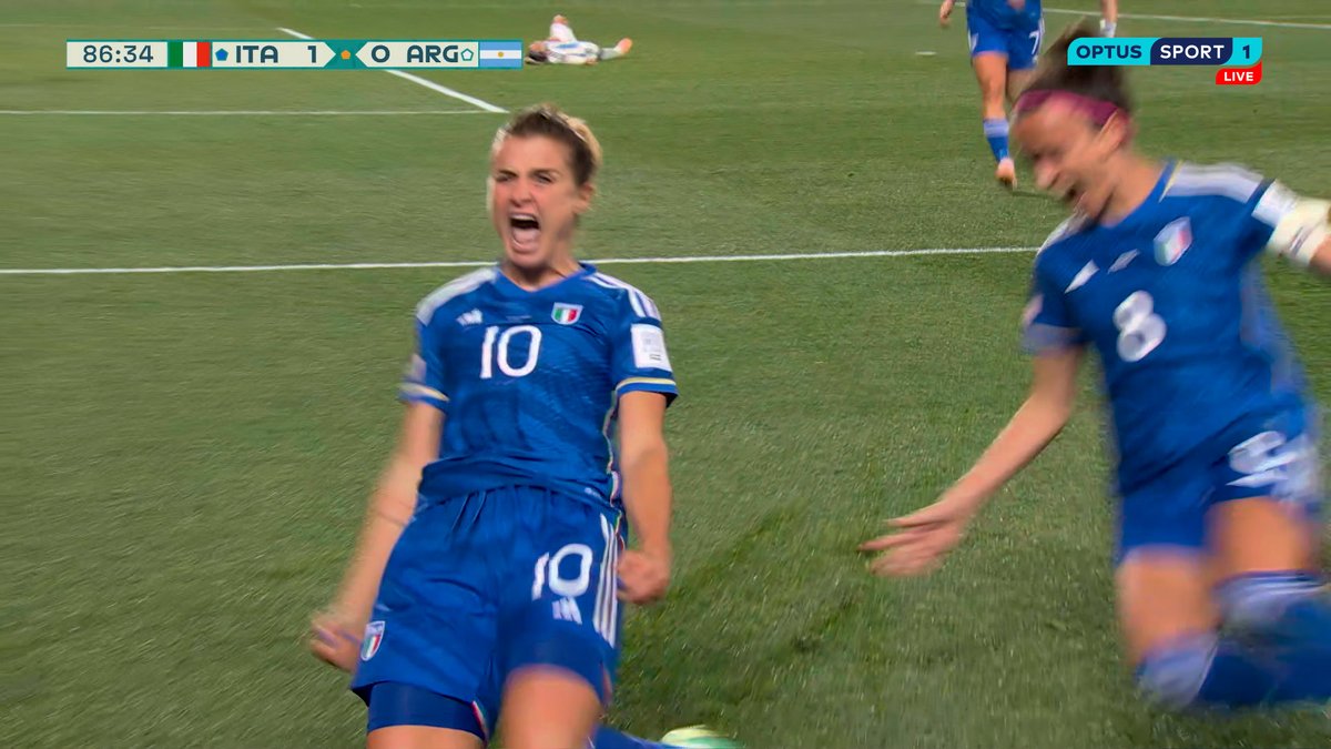 It’s late, it’s great for Cristiana Girelli and Italy! 🇮🇹🇮🇹🇮🇹 On as a substitute in the 83rd minute. On the scoresheet in the 87th. Scenes for Le Azzurre at the FIFA Women’s World Cup™ Optus Sport. The only place to watch every match live. Sign up today.