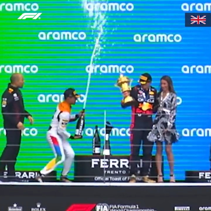 Trophies just aren’t safe when Lando’s on the podium! 😄 Hungary wasn’t the first time. Look what happened at Silverstone! 👀 #HungarianGP Lando Norris