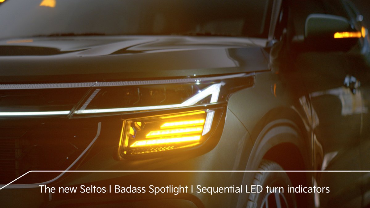 Taking turns has never been this stylish! #TheNewSeltos introduces sequential LED turn indicators, designed to enhance visibility & safety on the road by blinking in a sequential pattern. Book now to avail the special introductory price starting at ₹ 10 89 900* *T&C apply.