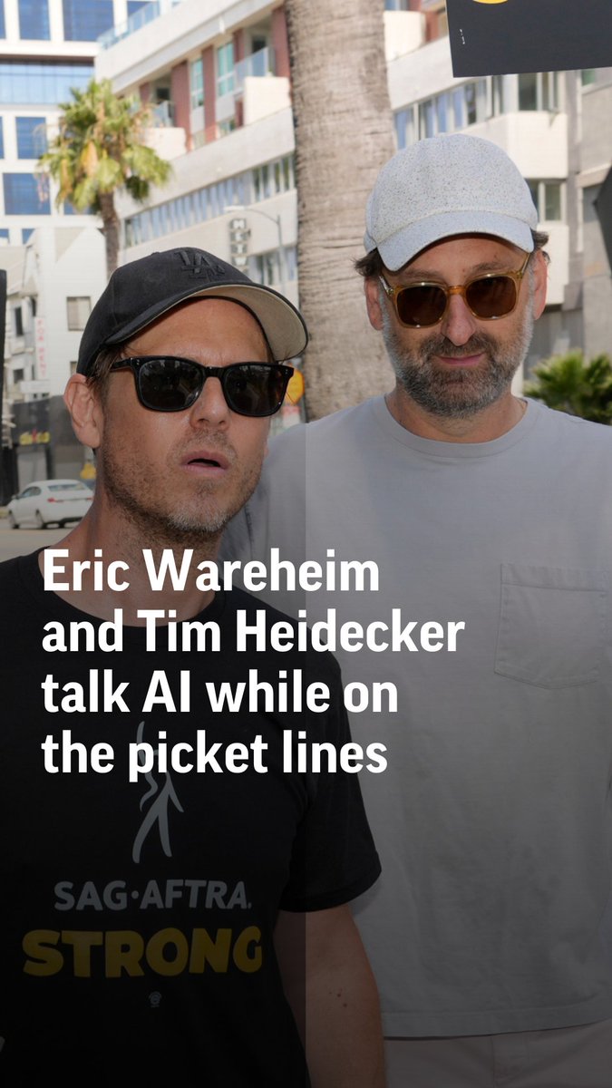 “It's out of line, and we're here to put our foot down.” Eric Wareheim and Tim Heidecker share their concerns about AI while on the picket lines in Los Angeles.
