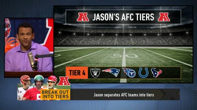 "You guys can mock me all you want... But have you seen the throws Aaron Rodgers is delivering at camp?" — Jason McIntyre explains why the Jets are in tier 2 in the AFC