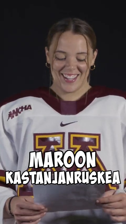 We had the #Gophers try to pronounce a few Finnish words, and well... results were mixed Nelli Laitinen came in with the much-needed assist 🤣 #GWH | #SkiUMah